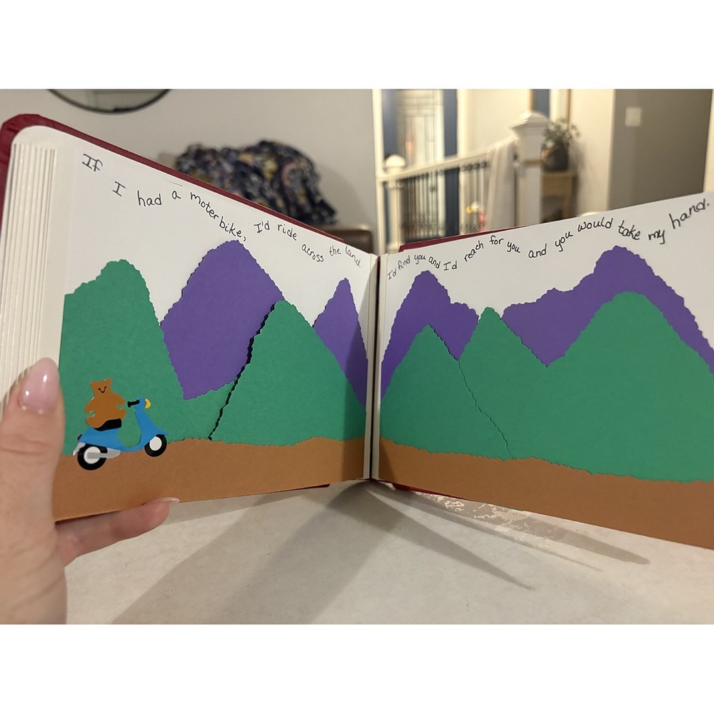 Red Scrapbook Baby Album Handmade Bear Vintage 8x6 Boy Newborn Book Boats cars - Picture 6 of 8